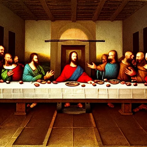 Prompt: jeff bezos at the last supper by da vinci