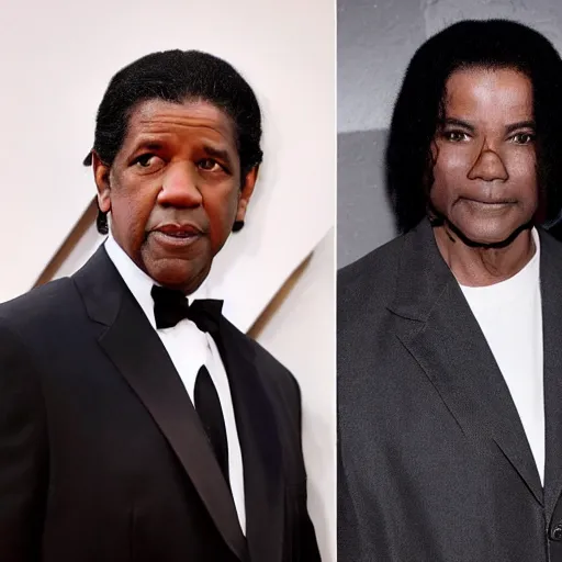 Prompt: denzel washington with white skin and dressed as michael jackson