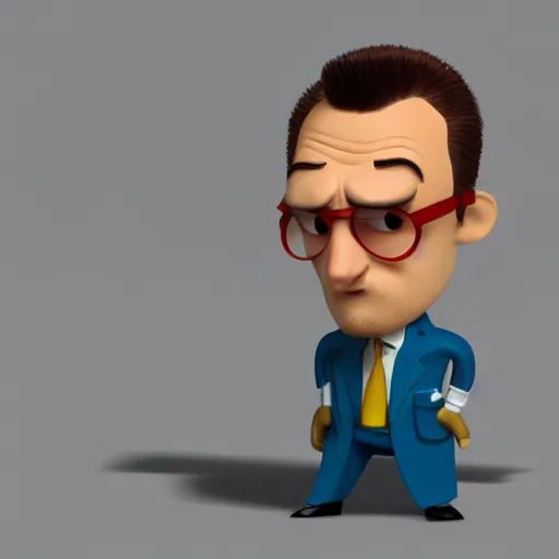 Prompt: A Pixar animated character, Guy who's a combination of Travis Bickle, Tyler Durden, Rick from Rick and Morty, The Wolf of Wall Street, Scarface, Don Draper, Walter White, the guy from A Clockwork Orange, The Joker and Patrick Bateman, 3D model character render