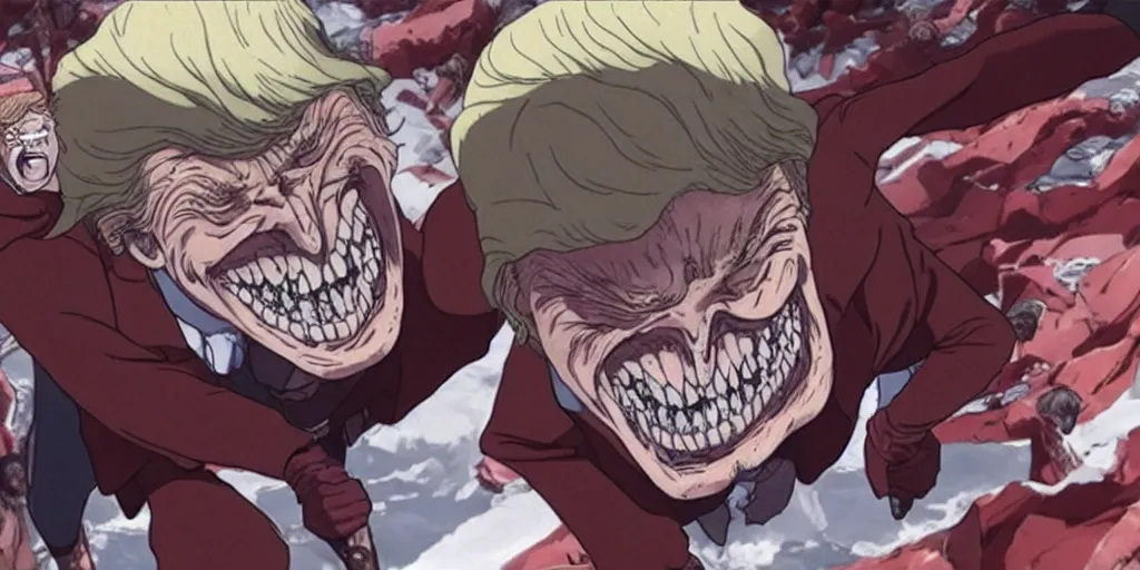 prompthunt: “ donald trump as an ugly titan, attack on titan