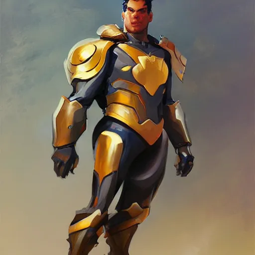 Image similar to greg manchess portrait painting of armored superman as overwatch character, medium shot, asymmetrical, profile picture, organic painting, sunny day, matte painting, bold shapes, hard edges, street art, trending on artstation, by huang guangjian and gil elvgren and sachin teng