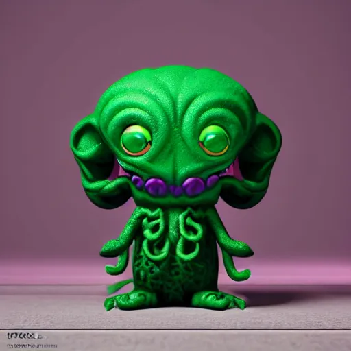 Image similar to ultra cute design for a Cthulhu art vinyl toy, Pixar, unreal engine, studio lighting, product shot 4k hd