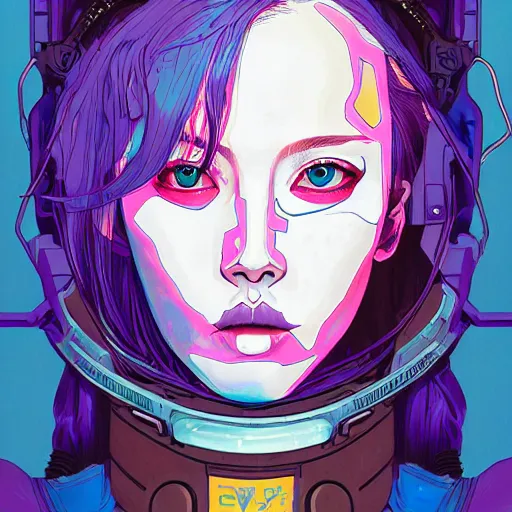 Image similar to portrait painting of a cyberpunk olivia hye from loona, sharp focus, award - winning, trending on artstation, masterpiece, highly detailed, intricate. art by josan gonzales and moebius and deathburger