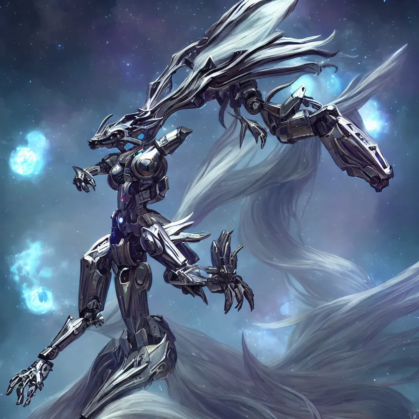 Prompt: goddess shot, galactic sized stunning beautiful anthropomorphic robot mecha female dragon, in space, larger than planets, holding the earth, the earth a mere marble in her claws, detailed silver armor, epic proportions, epic scale, detailed digital art, furry, macro art, dragon art, giantess, warframe fanart, furaffinity, deviantart, realistic