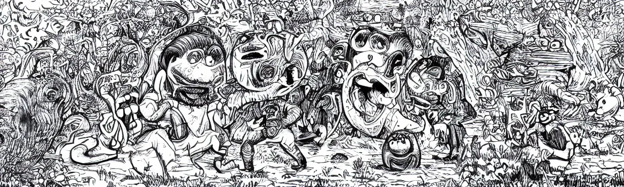 Prompt: a drawing in the style of jim woodring