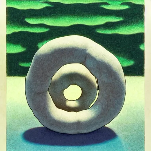 Image similar to Glazed Bun by M.C. Escher and Studio Ghibli