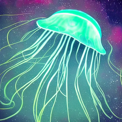 Image similar to Astral jellyfish floating through the universe