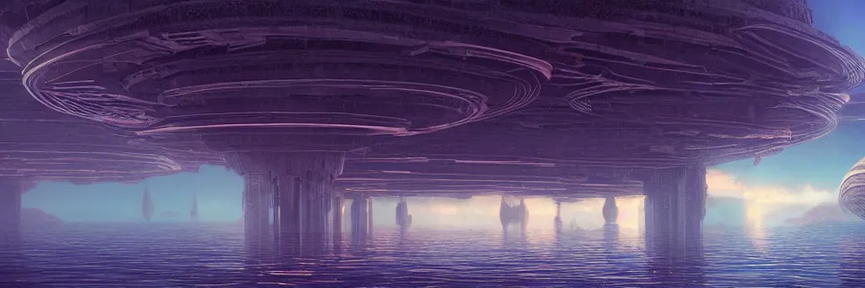 Prompt: a beautiful digital illustration of a sprawling domed underwater city by Bruce Pennington and beeple | cinematic | unreal engine | octane | photorealistic | horizontal symmetry