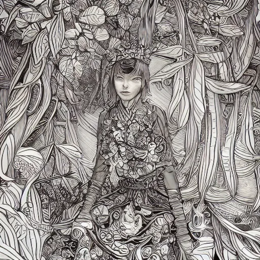 Image similar to helen the bean queen, an ultrafine detailed illustration by james jean, intricate linework, bright colors, final fantasy, behance contest winner, vanitas, angular, altermodern, unreal engine 5 highly rendered, global illumination, radiant light, detailed and intricate environment