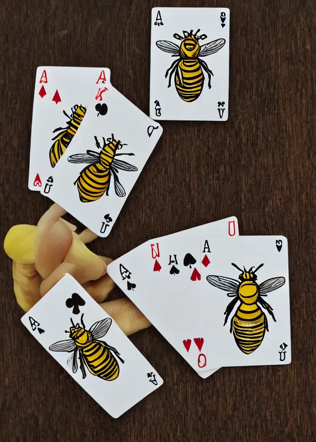 Image similar to 5 of bees, poker playing card