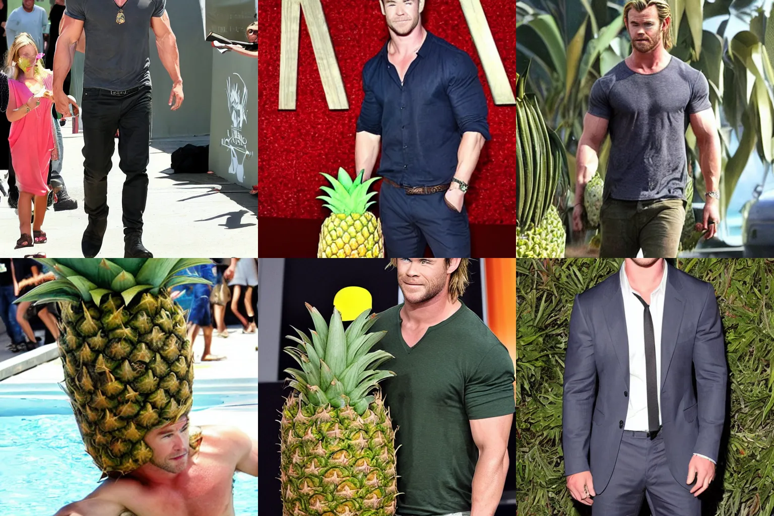 Prompt: chris hemsworth is a giant pineapple.