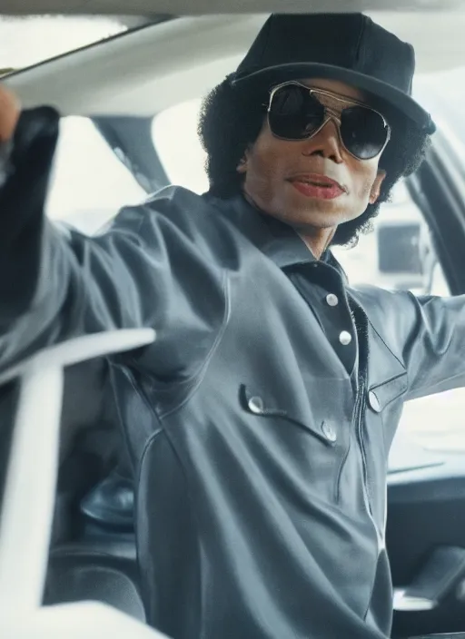 Prompt: film still of michael jackson as eazy e in the movie straight outta compton, full-shot, 4k