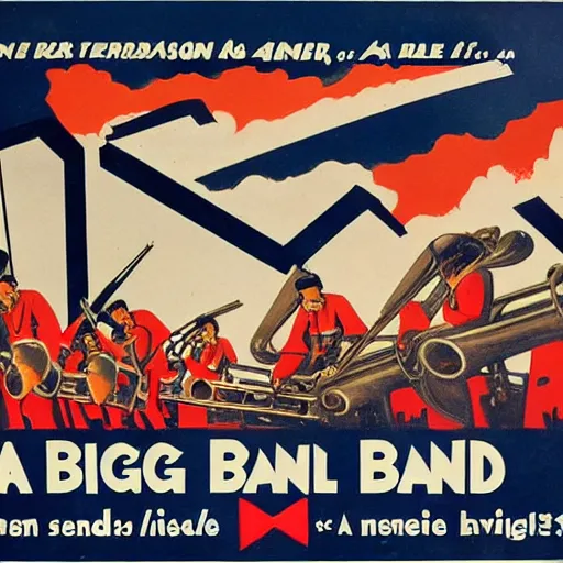 Image similar to a poster for a big band in 1 9 4 0