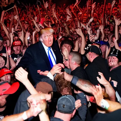 Prompt: Donald trump moshpit at insane clown posse concert