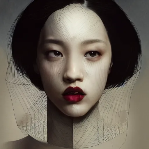 Prompt: Kiko Mizuhara, physically accurate, dramatic dynamic lighting, intricate, elegant, highly detailed, digital painting, artstation, very hyperrealistic, very very HR GIGER, very Bensinski, Hieronymus Bosch, Francis Bacon, concept art, smooth, sharp focus, illustration, nightmare, somber, art by artgerm and greg rutkowski and alphonse mucha