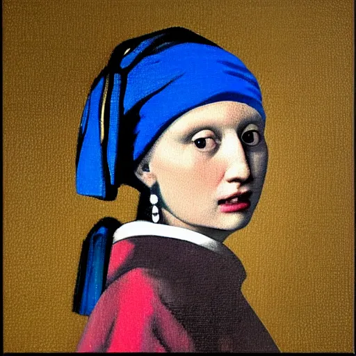 Image similar to trump with pearl earring, art by vermeer,