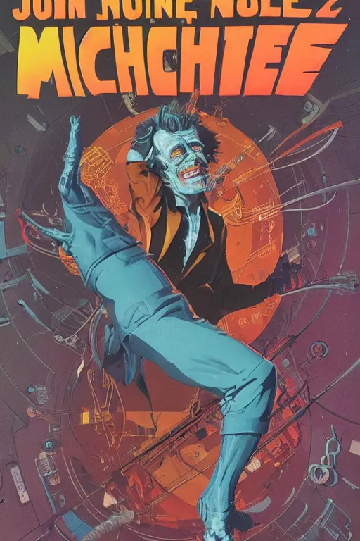 Image similar to John Noble as Rick Sanchez, science fiction, retro cover, high details, intricate details, by vincent di fate, artgerm julie bell beeple, 60s, inking, vintage 60s print, screen print