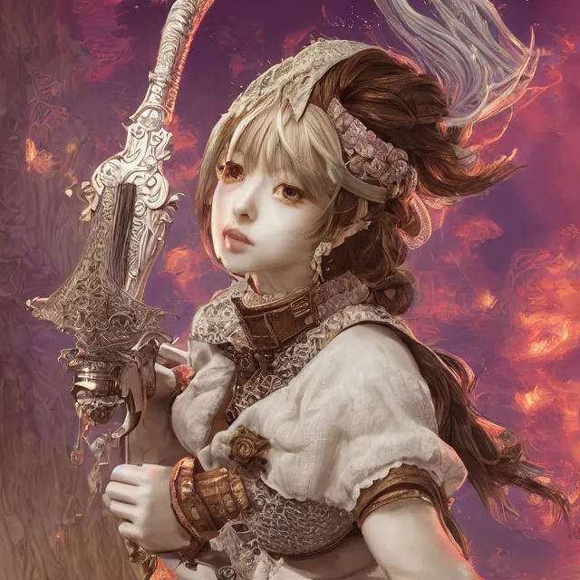 Image similar to the portrait of neutral good colorful female cleric bard as absurdly beautiful, gorgeous, elegant, young gravure idol, an ultrafine hyperdetailed illustration by kim jung gi, irakli nadar, intricate linework, sharp focus, bright colors, octopath traveler, final fantasy, unreal engine 5 highly rendered, global illumination, radiant light, detailed and intricate environment