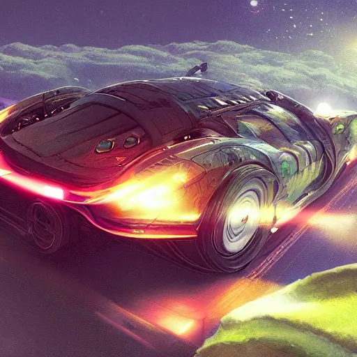 Image similar to solarpunk hovercar, clean energy, green technology, highway, sunny day, futurism, intricate, glow, highly detailed, digital painting, artstation, concept art, smooth, sharp focus, epic landscape, art by akihiko yoshida and tim mcburnie and anato finnstark