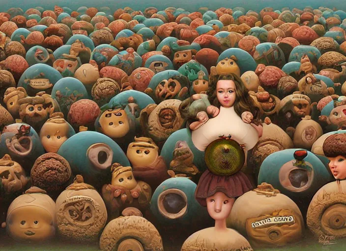 Prompt: the human donut, lowbrow, matte painting, 3 - d highly detailed, in the style of mark ryden,