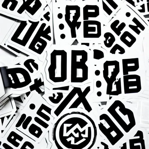 Image similar to black on white graphic design typography stickers in style of david rudnick, eric hu, acid, y 2 k