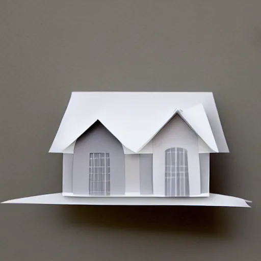 Prompt: a house made from layered paper, 2D, flat minimalistic, ambient light