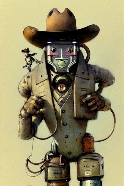 Image similar to (((((1950s robot cowboy. muted colors.))))) by Jean-Baptiste Monge !!!!!!!!!!!!!!!!!!!!!!!!!!!