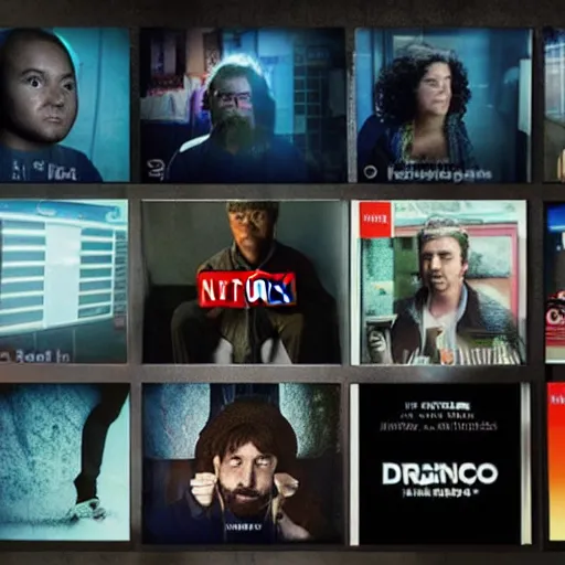 Image similar to netflix show called drongo, television, interface