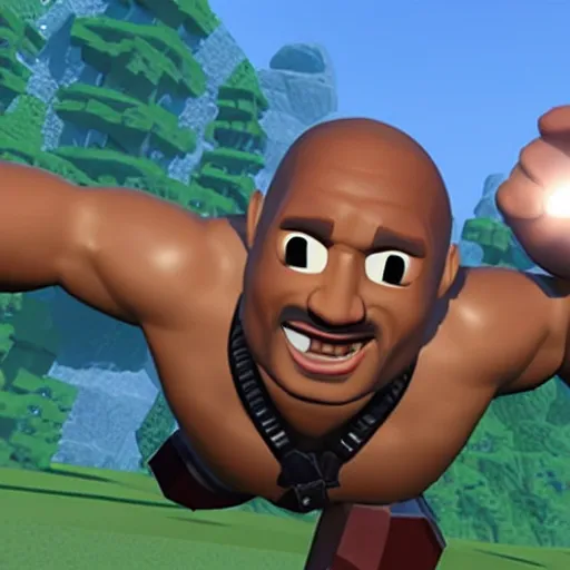 Prompt: screenshot from roblox game dwayne the rock johnson as roblox character