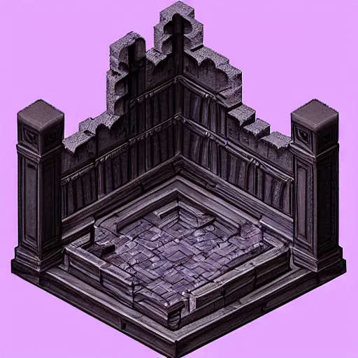 Image similar to “isometric creepy abbey, dark corridors, candles, style of eternal darkness”