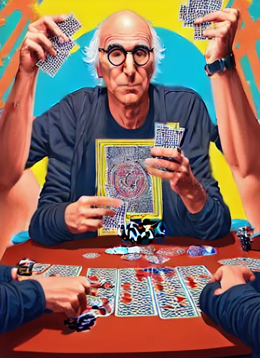 Image similar to larry david playing poker, tristan eaton, victo ngai, artgerm, rhads, ross draws