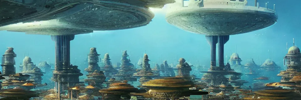 Image similar to a beautiful digital illustration of a sprawling domed underwater city by Bruce Pennington and beeple | cinematic | unreal engine | octane | photorealistic | horizontal symmetry