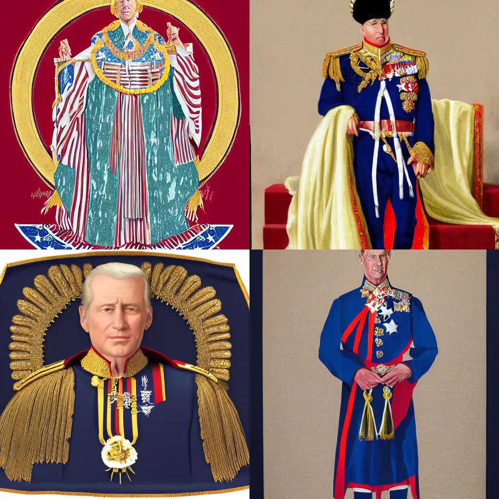 Prompt: Artists Depiction of the United States Emperor's Ceremonial Garb, patriotic