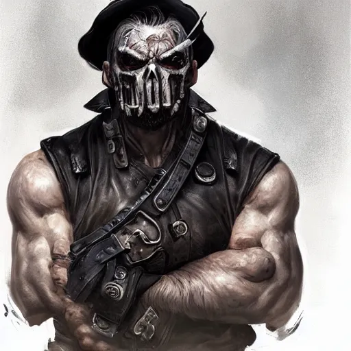 Image similar to portrait of old man frank castle the punisher, skull face paint, intricate, elegant, highly detailed, centered, grungy, digital painting, artstation, concept art, smooth, sharp focus, boris vallejo