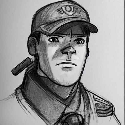 Image similar to a sketch of scout tf2