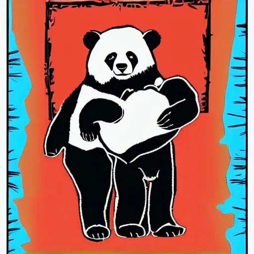 Prompt: pop art of a grizzly bear and a panda bear in love.