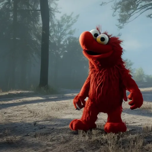 Image similar to Film still of Elmo in Red Dead Redemption 2 (2018 video game)