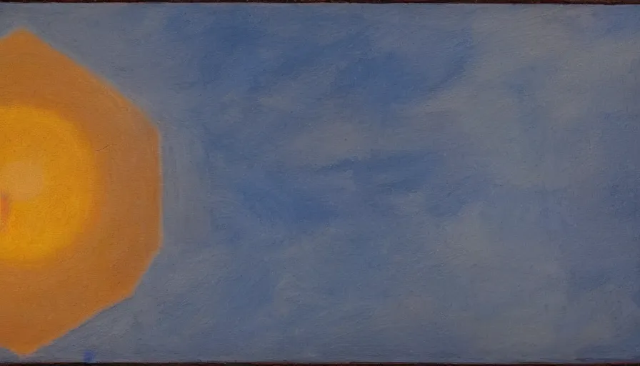 Image similar to the sun being blocked by a hexagon, seen from earth, oil painting