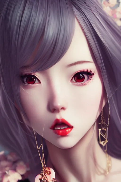 Image similar to a pin up and beautiful fashion charming dreamlke japan girl with lv jewelry, character art, art by wlop and and ilya kuvshinov, hyperdetailed, 8 k realistic, symmetrical, frostbite 3 engine, cryengine, dof, trending on artstation, digital art