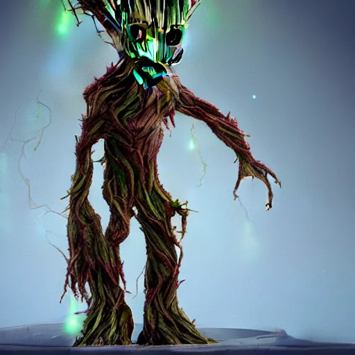 Image similar to generate groot character in a nutshell, fine, hd, octane render,