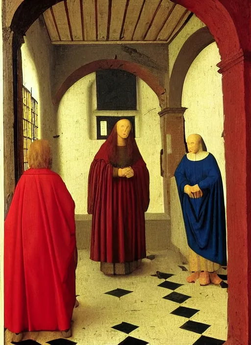 Image similar to red candle, medieval painting by jan van eyck, johannes vermeer, florence