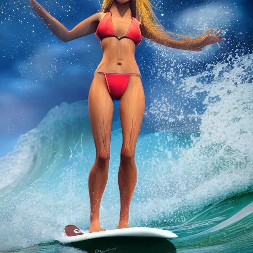 Image similar to illustration is a surfer chick, himhighly detailed, 8 k, cinematic, 3 5 mm, ultra 8 k, photography, vray render, high resolution, photorealistic, photo, realism, sharpphotography, a photograph of, maximum detail, sharp focus, intricate details, highly realistic, cinematic lighting, volumetric lighting, photography, artstation