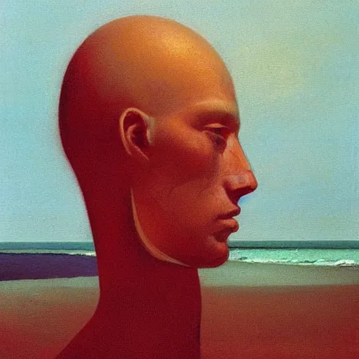 Prompt: portrait painting of ocean, science fiction, Edward Hopper and James Gilleard, Zzislaw Beksinski, highly detailed