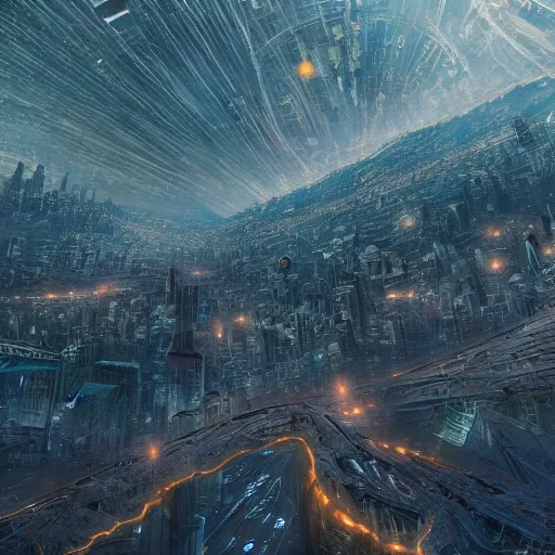 Image similar to endless city floating amongst the stars in the cosmos, highly detailed, matte painting, digital art, award-winning art, trending on artstation, detailed, intricate, 8k