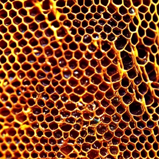 Prompt: photo of { honey comb }, macro!! image