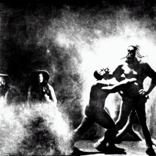 Image similar to photograph of lucha libre, nineteen twenties, avant garde, german expressionist cinema, by fritz lang, dramatic lighting, epic composition