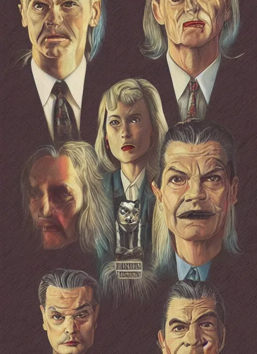 Prompt: twin peaks movie poster art by gervasio gallardo