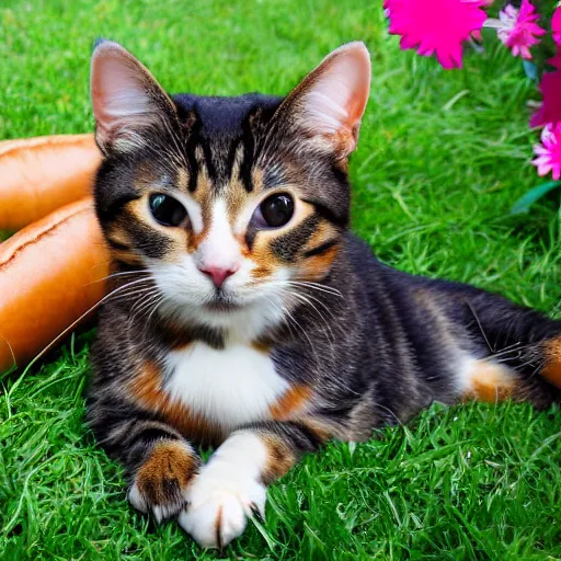 Prompt: hot dog but it's a cat