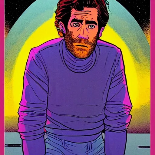 Image similar to jake gyllenhaal retro minimalist portrait by jean giraud, moebius starwatcher comic, 8 k