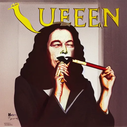 Image similar to Queen Elizabeth smoking weed Bob Marly Cover Art